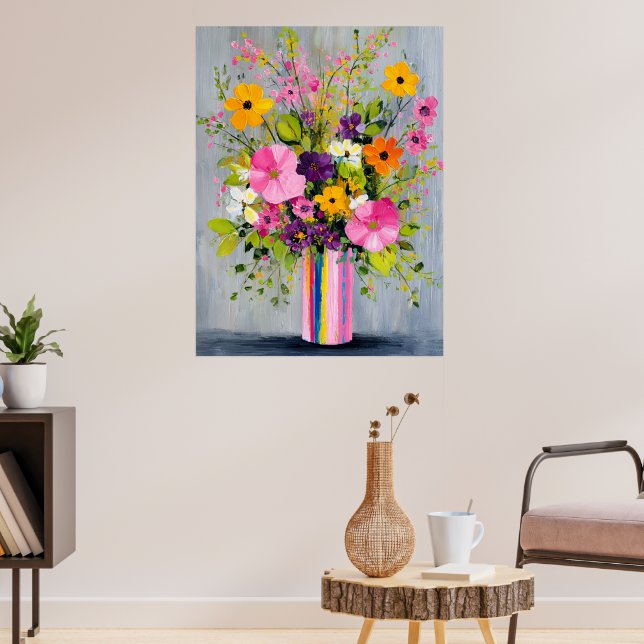 Affiche Textured Flowers in a Vase (Salon 3)