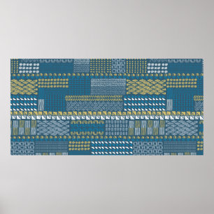 Affiche Textures et formes dessinées à la main motif Vinta