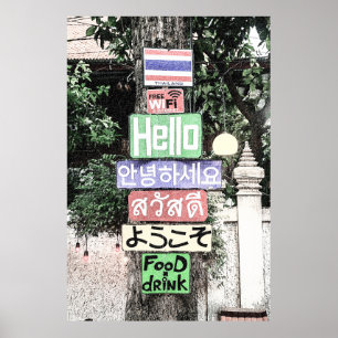 Affiche Thaïlande Bonjour Signes Voyage