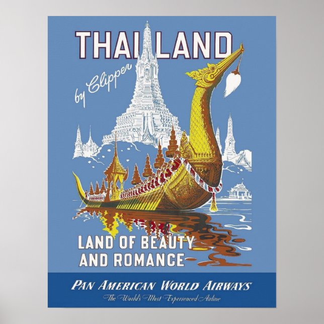 Affiche Thaïlande/Pays de beauté et de romance Vintage voy (Devant)
