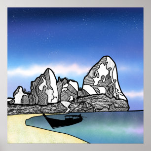 Affiche Thaïlande Scène de plage tropicale