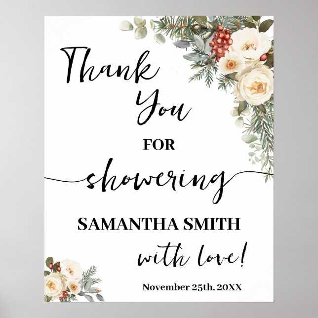 Affiche Thank You for Showering Bride Winter Shower (Devant)