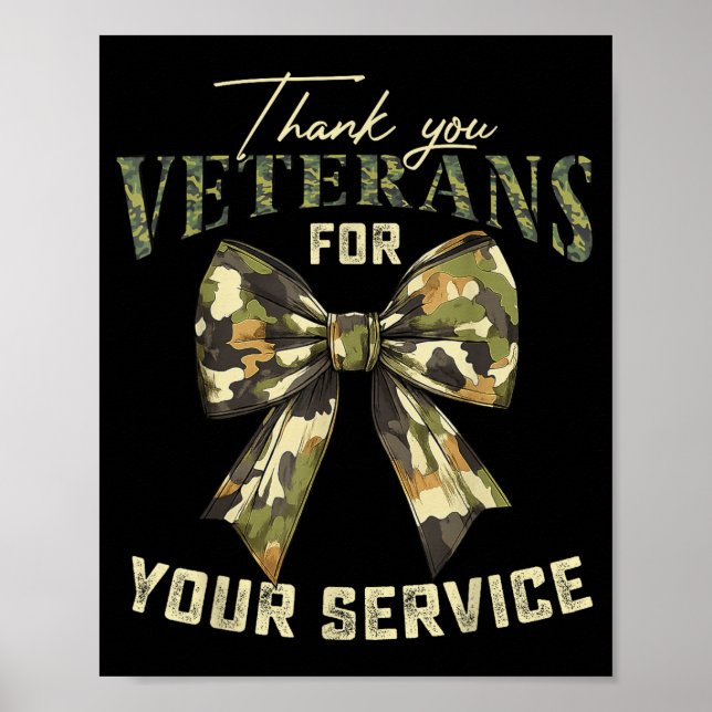 Affiche Thank You Veterans For Your Service Veterans Day  (Devant)