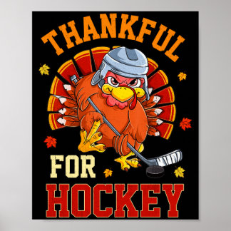 Affiche Thankful for hockey thanksgiving turkey ice hockey