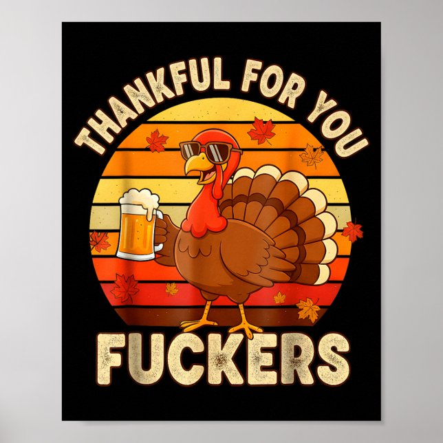 Affiche Thankful For You Forers Thanksgiving Happy Turkey  (Devant)