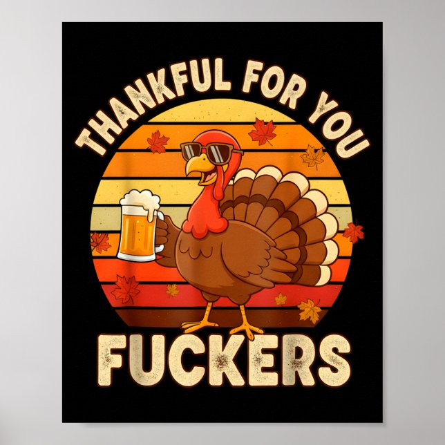 Affiche Thankful For You Forers Thanksgiving Happy Turkey  (Devant)