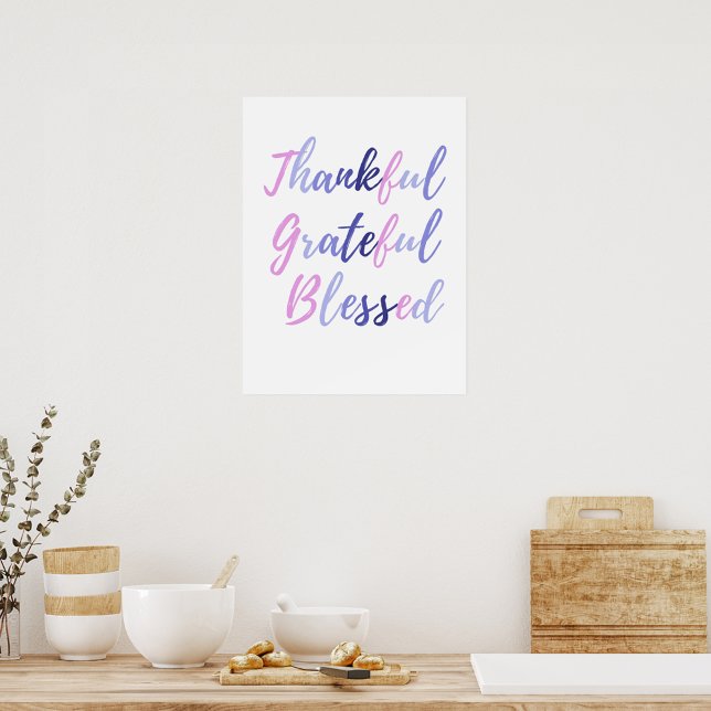 Affiche Thankful Grateful Blessed Thanksgiving (Thankful Grateful Blessed Thanksgiving Poster)