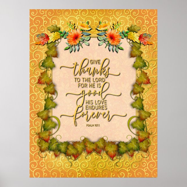 Affiche Thankgiving Automne Maple Leaf et Sunflower (Devant)