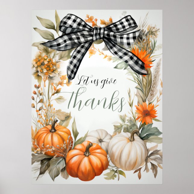 Affiche Thankgiving noir et blanc Plaid Bow (Devant)