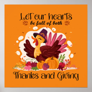Affiche Thanks giving Thanksgiving turkey word art