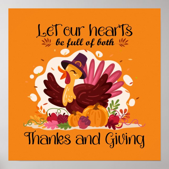 Affiche Thanks giving Thanksgiving turkey word art (Devant)