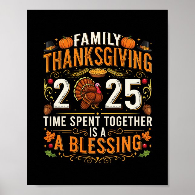 Affiche Thanksgiving 2025 Matching Family Tee Turkey Pumpk (Devant)