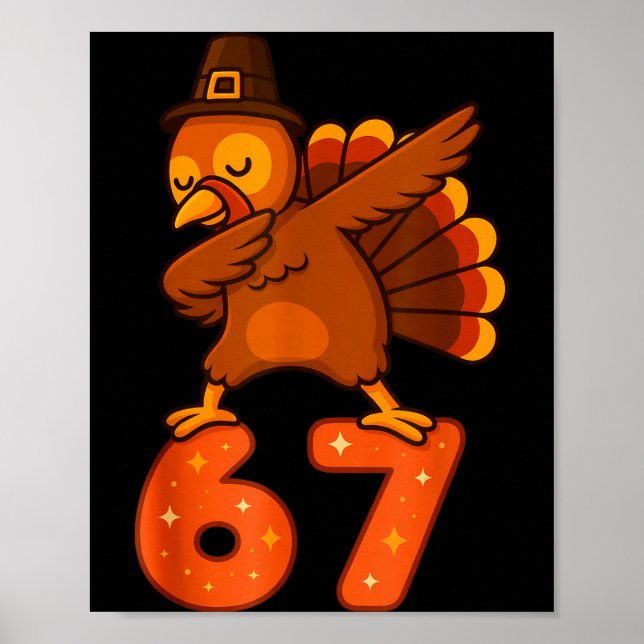 Affiche Thanksgiving 67 Meme Six Seven Funny Turkey  (Devant)