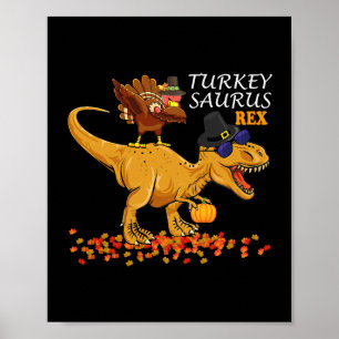 Affiche Thanksgiving Boys Turkey Saurus T Rex Dino Kids Di