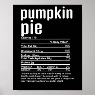 Affiche Thanksgiving Christmas Citrouille Pie nutritionnel