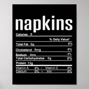 Affiche Thanksgiving Christmas Napkins Nutrition Fact