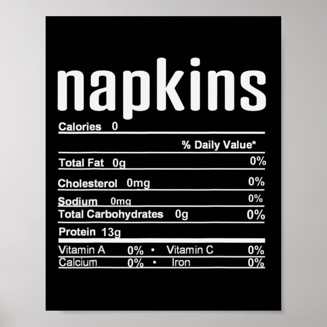 Affiche Thanksgiving Christmas Napkins Nutrition Fact (Devant)