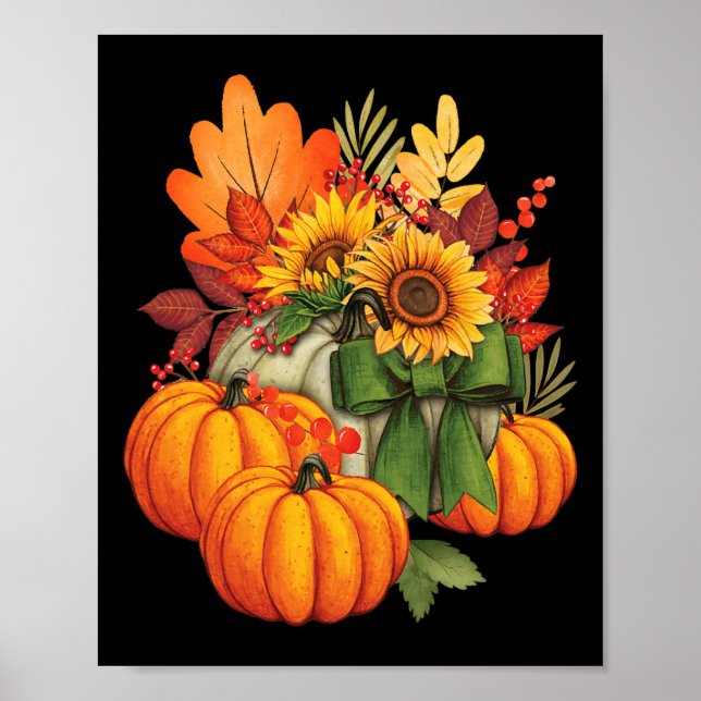 Affiche Thanksgiving Citrouille Tournesol Automne Vacances (Devant)