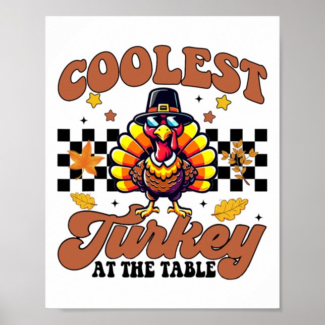 Affiche Thanksgiving Coolest Turquie Au Dîner De Table Gi (Devant)