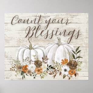 Affiche Thanksgiving "Count your Blessings" Wall Art