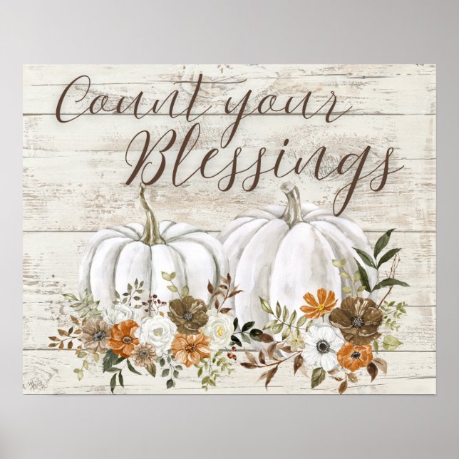 Affiche Thanksgiving "Count your Blessings" Wall Art (Devant)