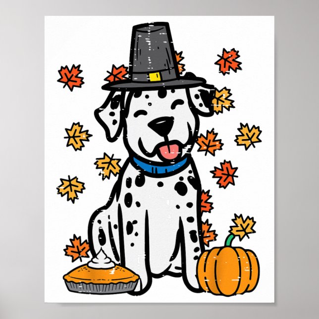 Affiche Thanksgiving Dalmatian mignon Automne Chien Hommes (Devant)