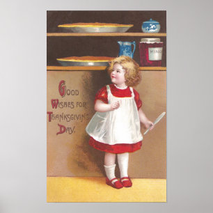 Affiche Thanksgiving de cru de tartes de fille et de