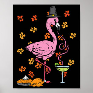 Affiche Thanksgiving Flamant rose pèlerin Automne Automne 