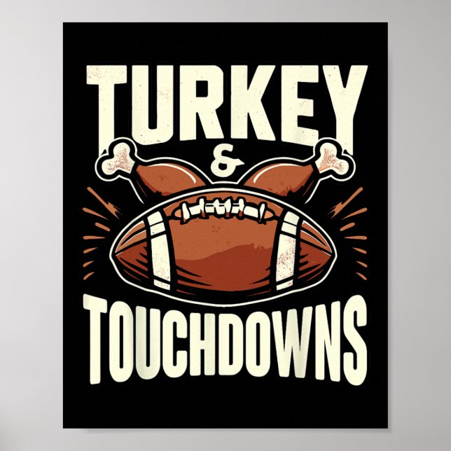 Affiche Thanksgiving Football Turquie Et Touchdowns Footba (Devant)