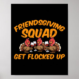 Affiche Thanksgiving Friendsgiving Squad Turkey Me Friends