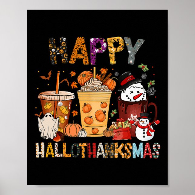 Affiche Thanksgiving Hallothanksmas Christmas Halloween Co (Devant)