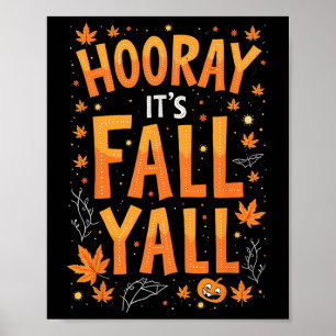 Affiche Thanksgiving Halloween Hooray Son Automne Y'all Fa