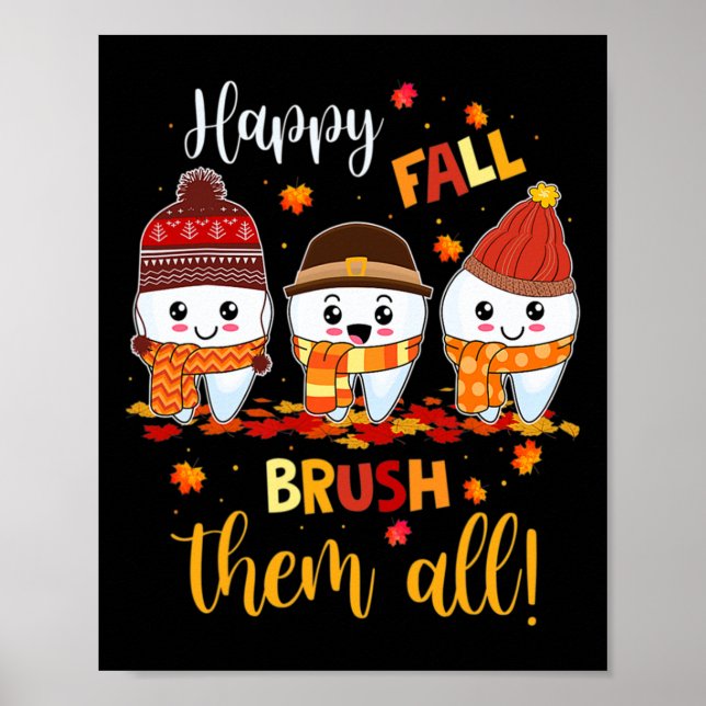 Affiche Thanksgiving Happy Fall Brush Eux Tous Dental Dent (Devant)