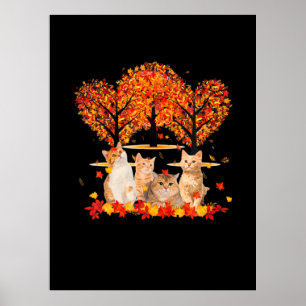 Affiche Thanksgiving Maple Cat Heart Shape Tree Leaf