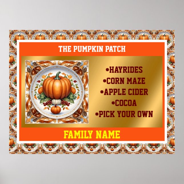 Affiche Thanksgiving Modern Citrouille Collection d'automn (Devant)