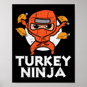 Affiche Thanksgiving Ninja Turquie Funky Fall Boys Kids To