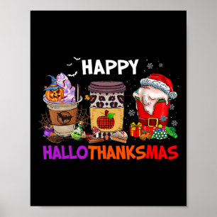 Affiche Thanksgiving Noël Joyeux Hallothanksmas Café