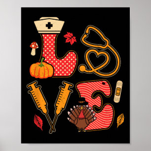Affiche Thanksgiving Nurse Love Automne Automne Saison aut