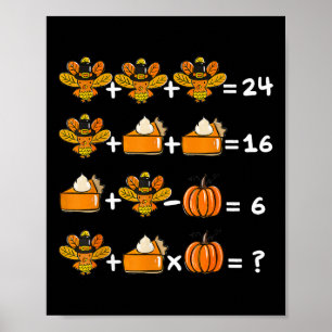 Affiche Thanksgiving Ordre des opérations Math Quiz de l'e