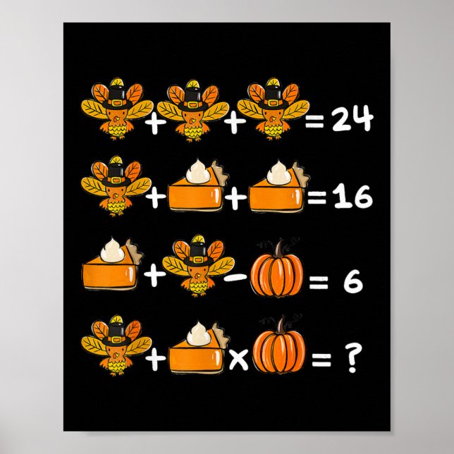 Affiche Thanksgiving Ordre des opérations Math Quiz de l'e (Devant)