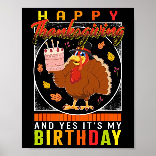 Affiche Thanksgiving Oui C'est mon anniversaire Turquie au (Devant)