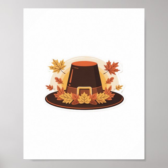 Affiche Thanksgiving Pilgrim Casquette - Automne Harvest D (Devant)