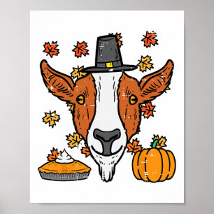 Affiche Thanksgiving Pilgrim Chèvre drôle Automne Automne