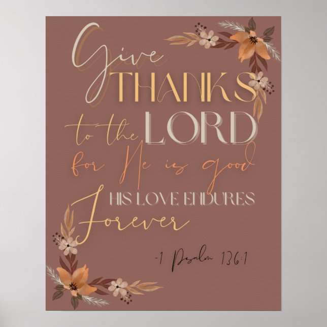 Affiche Thanksgiving Scripture Wall Art-1 Psaume 136:1 (Devant)