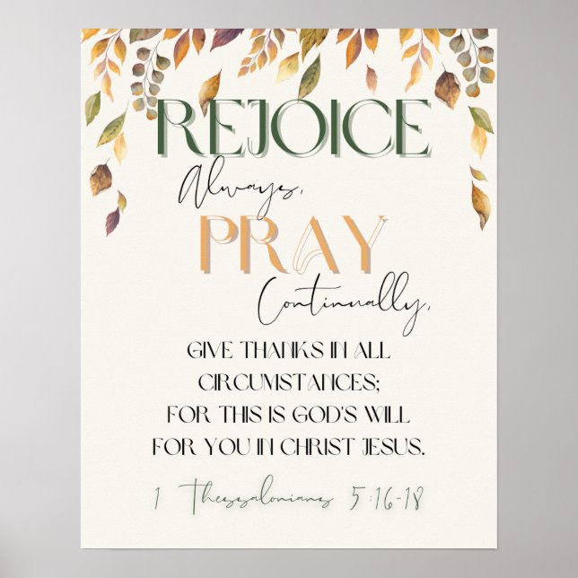 Affiche Thanksgiving Scripture Wall Art 1 Thessaloniens 5 (Devant)