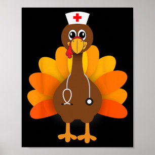 Affiche Thanksgiving Scrub Tops Femmes Turquie Infirmière 