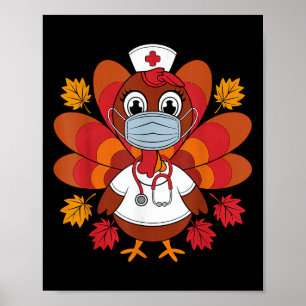 Affiche Thanksgiving Scrub Tops Femmes Turquie Infirmière 