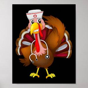 Affiche Thanksgiving Scrub Tops Femmes Turquie Infirmière