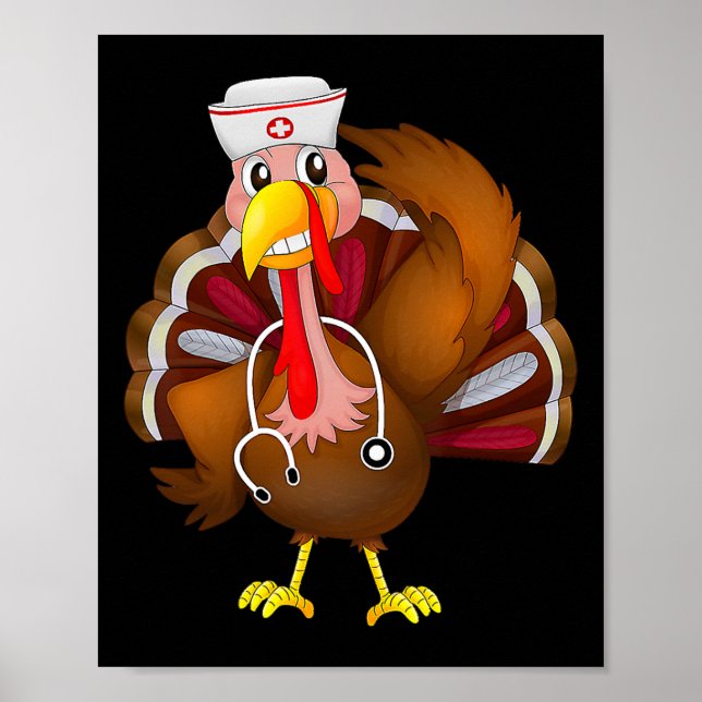 Affiche Thanksgiving Scrub Tops Femmes Turquie Infirmière  (Devant)