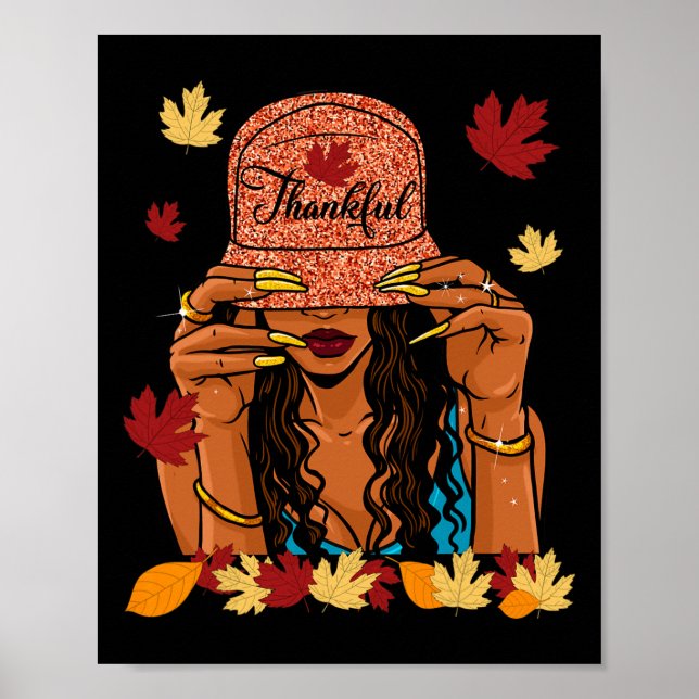 Affiche Thanksgiving Thankful Afro-American Automne (Devant)